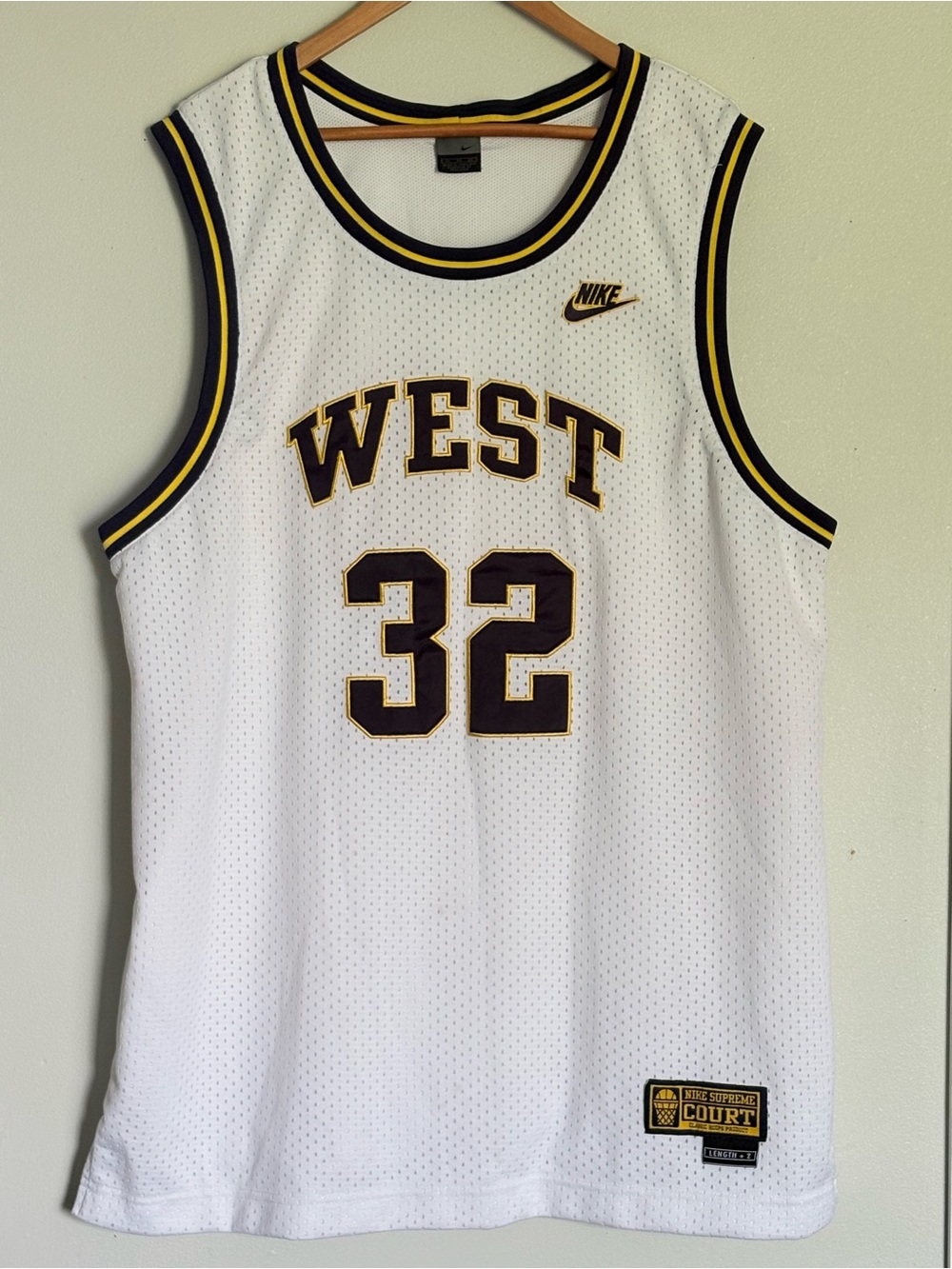 Nike White West #32 Basketball Jersey Y2K